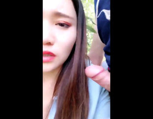 Japanese webcam dame LiuTing deep-throat man sausage outdoor
