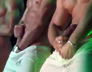 Trio masculine strippers dancing and touch phat knobs in