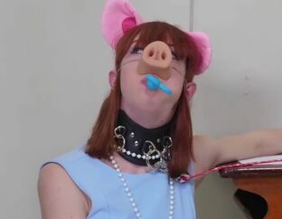 Abased sadism & masochism pig marionette gobbles her doms